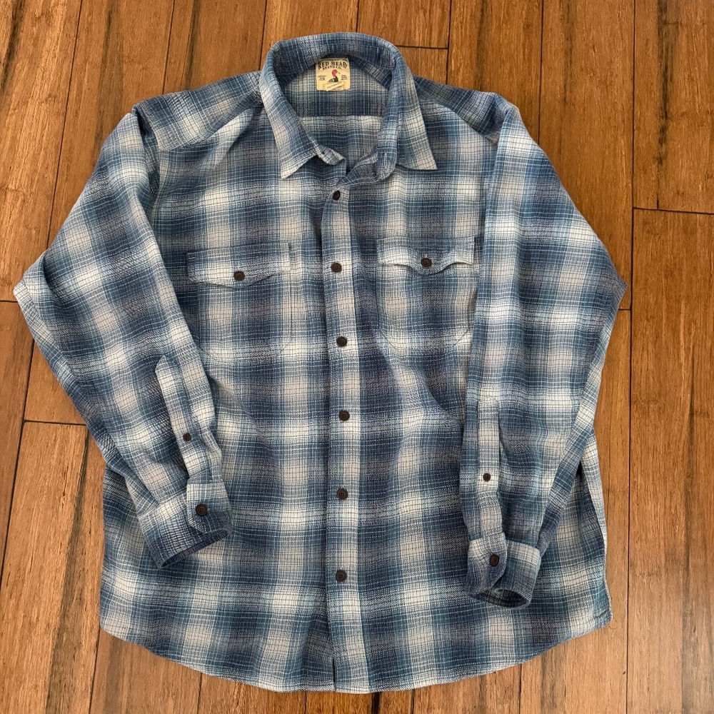 Men's 2XL Red Head Brand Co Blue Plaid Flannel Shirt - NWOT
